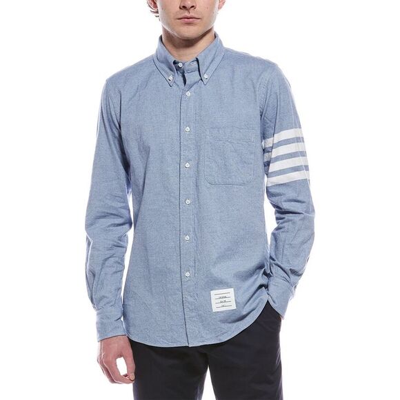 Thom Browne MensFlannel Shirt, Blue